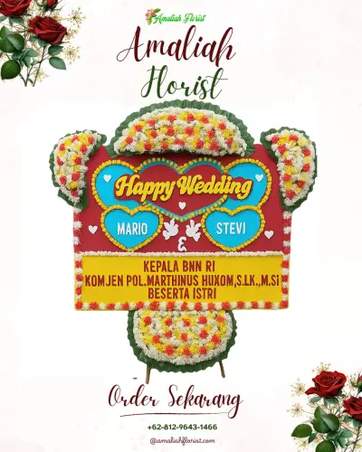 Karangan Papan Bunga Pernikahan di Mugarsari